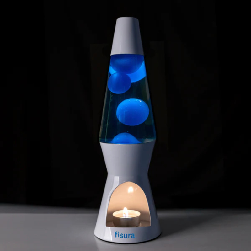 Fisura Theelicht Lavalamp met Blauwe Lava - Wit